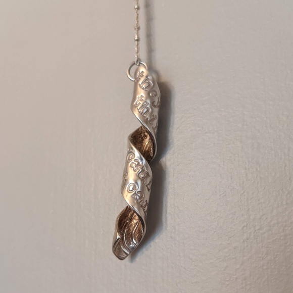 Recycled sterling silver hand-stamped spiral necklace they pronouns - Picture 3 of 11